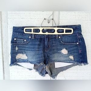 PINK Victoria's Secret Denim Jean Shorts Cut Off Distressed Frayed Shorties